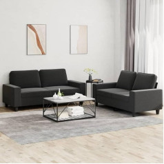 Ccciner 2-TLG. Sofagarnitur Schwarz Stoff,Komfortable und langlebige 2erSofas in Schwarz perfekt für Ihr Wohnzimmer und Entspannungsbereich Sofas & Couches