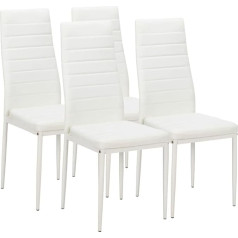 Leadzm Dining Room Chairs Set of 4 with High Backrest Waterproof for Dining Room & Kitchen Kitchen Chairs Dining Room Chairs 120 kg (White, Set of 4)