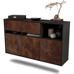 Dekati Enterprise Sideboard Hanging (136 x 77 x 35 cm) Anthracite Matt Body - Front Rusty Industrial Design - Push to Open - Smooth Running Rails