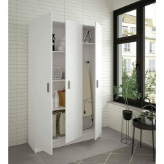 Dmora - Beaumont Large Multipurpose Cabinet 3 Door Shoe Rack with Shelves Broom Cabinet 109 x 37 x 180 cm White