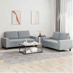 Ccciner 2-Piece Sofa Set Light Grey Fabric, Cosy Sofa Living Area with 2 x 2-Seater Sofa in Light Grey for Living Room and Relaxation Sofas and Couches