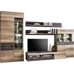 Forte Nabou Wall Unit with 6 Doors and 2 Drawers, Wood Material, Antique Oak / Touchwood, 207 x 349 x 52 cm