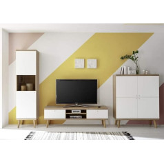 Beauty.scouts Möbel Im Scandic III Wall Unit, Oak Riviera NB/Matte White, Set of 3, 337 (317) x 197 x 40 cm, Living Room Wall, Living Room Furniture, Furniture