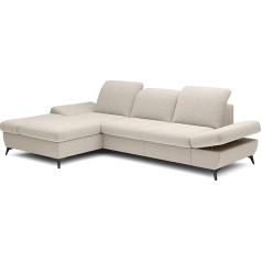 Wfl Group Modern Corner Sofa with Bed Box - 3-Seater Sofa - Couch with Sleep Function Bed Function L-Shape with Ottoman - Left - Light Beige