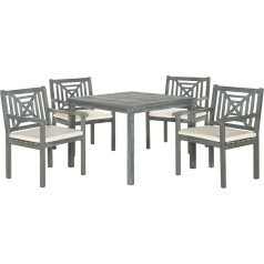 Safavieh EUP6722B Malibu Outdoor Dining Set - Ash Grey/Ecru (5-Piece)