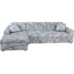 ‎Mingpinhuius MINGPINHUIUS Sofa Cover L Shape, 2-Piece 3-Seater Stretch Sofa Cover with 4 Pieces Cushion Covers, Suitable for Corner Sofa, L Shaped Sofa