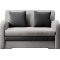 Mb-Moebel AMIRO Sofa Chair with Sleep Function and Bed Box Couch for Living Room Sofa Bed Sofa Set Upholstered Sofa 130 x 85 x 103 cm (Light Grey + Dark Grey - Nube 03+ 06)