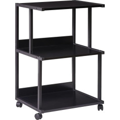 Ibuyke Printer Stand with Shelf, 3-Tier Printer Table with Wheels, Printer Cart for Home, Office, Rolling Cart Stand for Heat Press, Microwave and Mini Fridge TPS001B