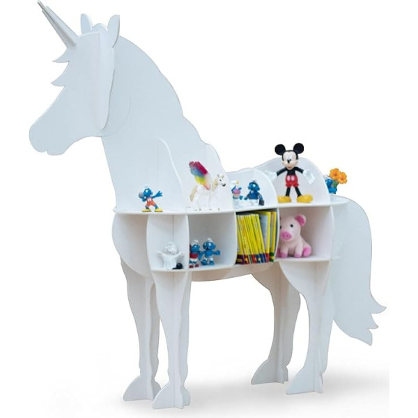 The Cardboard Co Emily the Unicorn Children's Shelf in White, Suitable for Approx. 50 Tonies, Toys or Children's Books, 100% Plastic-Free (Natural White)