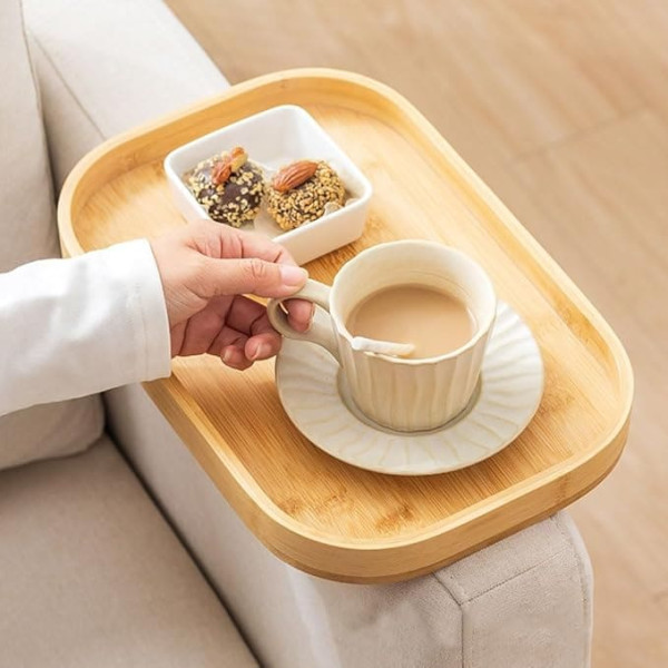 Hosoncovy Sofa Armrest Tray Sofa Arm Clip Table Trainer Armrest Tray Sofa Table Chair Tray (Yellow, Rectangular)