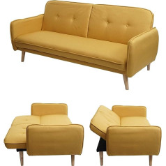 Mendler HWC-J18 Sofa Bed, Folding Sofa, Guest Bed, Sofa Bed, Sleep Function Fabric/Textile, 185 cm, Yellow