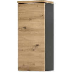 Stella Trading MEMPHIS Bathroom Wall Cabinet in Artisan Oak Look, Grey - Bathroom Cabinet with Lots of Storage Space - 30 x 70 x 23 cm (W x H x D)