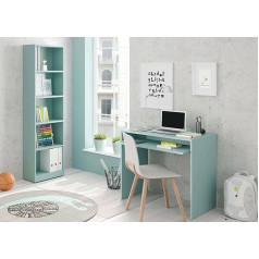 Dmora - Pomona Bookcase, High Bookcase with 5 Shelves, Office or Bedroom Shelf, Modern Shelf with Compartments, 52 x 25 x 180 cm, Aqua Green