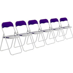 Harbour Housewares Coloured Padded Folding Chairs - Purple - 6 Pack - Easy Store Foldable Desk Chair with Metal Frame for Office Dining Kitchen