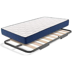 Hogar24 Es Lower Slatted Frame with Wheels, Viscorelax Mattress, 80 x 180 cm, 80 x 180 cm