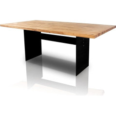 Veikin Design Manhattan Dining Table Solid Black Oak 300 x 120 cm, Designer Table Solid Wood with Raw Steel Table Frame, Wooden Table Metal Steel, Premium Dining Table, Design Dining Table Exclusive