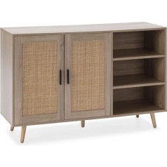 Homn Living Dalia Sideboard 3 Holes and 2 Doors Oak Metal Guides 120 cm Width 38 cm Depth 76 cm Height