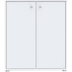 Forte Tempra 2 Chest of Drawers with 2 Doors, Wood, White, W x H x D: 73.7 x 85.5 x 34.8 cm