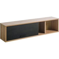 Composad Vitruvia Wall Cabinet with 1 Flap and 1 Compartment, Wall Cabinet for Living Room, Wall Cabinet (W x H x D) 150 x 35 x 28.6 cm, Oak Honey and Black, Made in Italy