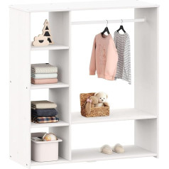 IDIMEX Rafael Children's Wardrobe with Clothes Rail Made of Pine - White Open Cabinet with Compartments and Shelves, Scandinavian Design, Children's Shelf According to Montessori Principles