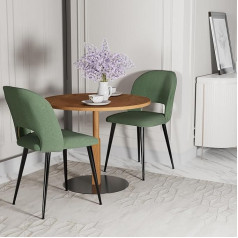 Chleby Set of 2 Striped Fabric Dining Room Chairs, Soft and Comfortable Dining Room Chairs, Kitchen Chairs for Dining Room/Living Room, Green