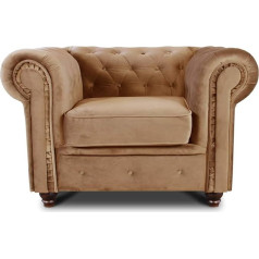 Sofnet Chesterfield Asti Armchair, Couch, Couch Set, Couch Chair, Lounge Chair, Chair, Wooden Feet, Glamour Design, Velour (Beige (Velvet 28))