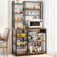 GAOMON Baker's Rack with Socket, Industrial Microwave Stand with 2 Wire Drawers, Large Coffee Bar Station, 7-Tier Kitchen Baker's Rack with Storage for Kitchen, Spices, Pots, Organiser