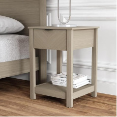 Galano Amigos Bedside Table with Drawers - Modern Wooden Bedside Cabinet - Comode with Multiple Shelves for Bedroom - 39.4 D x 41.9 W x 58.4 H cm - Oslo Oak