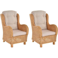 Krines Home Birmingham Exclusive Reading Chairs Set of 2 Comfortable Rattan Chairs Rattan Furniture Set Chairs Made of Rattan (Honey)