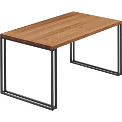 Lamo Manufaktur LAG-01-A-004-9005Fr Dining Table, Kitchen Table, Desk, Coffee Table Made of Solid Wood, 140 x 80 x 76 cm (AxWxH), Frame, Dark / Black