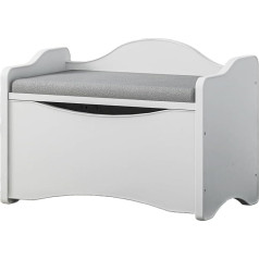 Happy Babies Toy Box Bench Children's Bench White with Storage Space Seat Chest Children's Storage Box for Children's Room