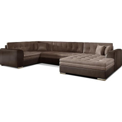 All4All Moritz Corner Sofa with Sleep Function Upholstered Sofa Living Landscape Corner Couch Furniture Left Right 23 (Monolith09+Monolith29, Right)