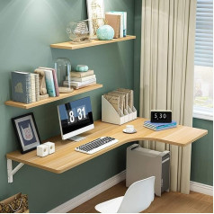 Generisch Schwebender Schreibtisch, Wandmontage, Klapptisch, wandelbar, stabil, Beige, 90 x 60 x 40 cm