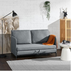 [En.casa] Soini 2-Seater Sofa Bed with Sleep Function, Padded Sofa Bed with Bed Box, Extendable, Dark Grey, Folding Sofa, Foam