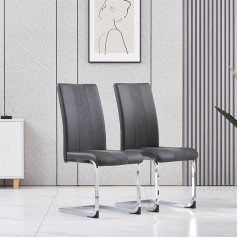 Ainpecca Set of 2 Velvet Chair Legs, Grey Chrome Legs, Dining Chairs for Meeting Room, Office Chairs (Grey, 2)