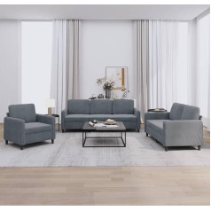 ShGaxin 3201935 3-Piece Sofa Set Dark Grey Velvet, Lounge Sofa, Sofas & Couches, Relax Sofa, Couch for Living Room, Couch with Sleep Function