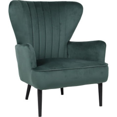 Svita Arthur Armchair, Relaxing Chair, Wing Chair, Modern Upholstered Velvet, Dark Green