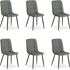 Homestyle4U 2332 Set of 6 Dining Room Chairs Fabric Living Room Kitchen Chair Upholstered Chair Grey Anthracite 6 Pieces