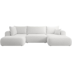 Selsey Abriamo Sofa Corner Sofa Bed Couch with Storage Space Sleep Function Easy Care Polyurethane Foam U-Shape Left OVO Grey Boucle