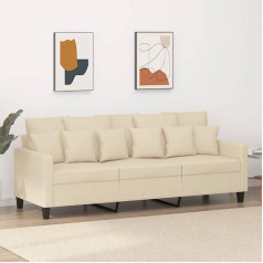 Mengtu 3-Seater Sofa Couch Lounge Sofa Upholstered Sofa Relax Sofa Guest Sofa Living Room Sofa Relaxing Couch for Bedroom Guest Room Cream 180 cm Fabric