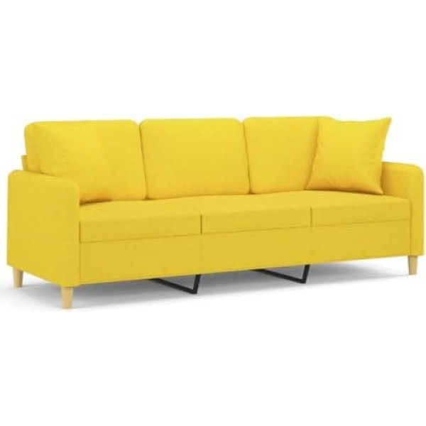 Ccciner 3-Sitzer-Sofa mit Zierkissen Hellgelb 180 cm Stoff,Gemütliches 3SitzerSofa aus Stoff und Metall in Hellgelb für Entspannung und Komfort Sofas & Couches