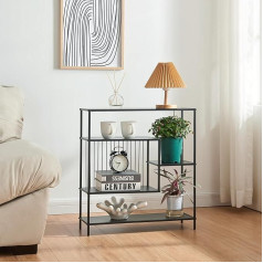 [En.casa] Beesel Console Table Hallway Table Narrow Black Side Table Metal Storage Table 65.5 x 60 x 20 cm Living Room Table Rectangular
