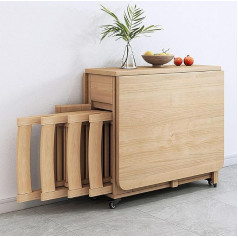 Generisch Extendable Wooden Dining Table with 4 Chairs Folding Leaf and Drawers Ideal for Small Spaces and Easy to Move