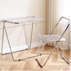 Generisch Acrylic TV Tray, Table Set with Foldable Chair, Modern Small Desk and Coffee Table for Living Room, Bedroom, Kitchen and Outdoor, Collapsible Tray Tables for Comfort and