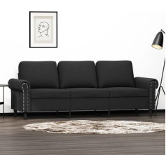 Ciadaz 359544 3-Seater Sofa, Black, 180 cm, Velvet, Lounge Sofa, Sofas & Couches, Relax Sofa, Couch for Living Room