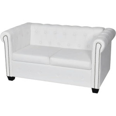 Festnight Sofa 2 Seater Retro Couch Chesterfield Sofa Faux Leather Living Room Sofa Lounge Sofa Living Room Bedroom Room Sofas & Couches White