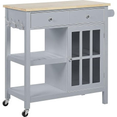 Beliani Practical Serving Trolley with Durable Tempered Glass Country House Style Grey Genoa