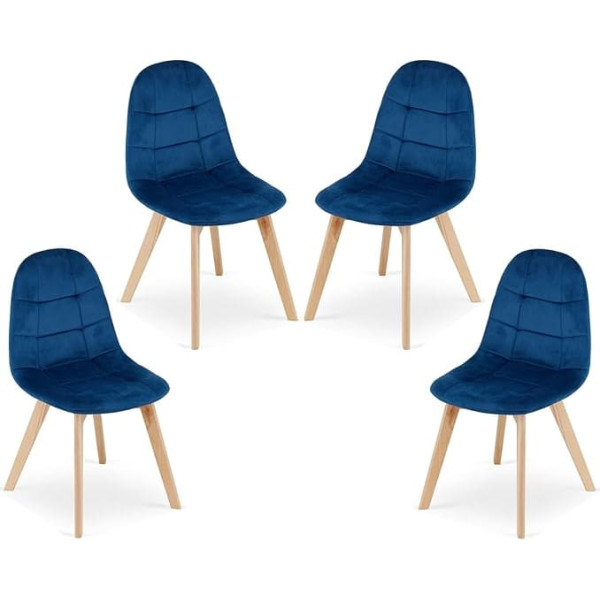 Vbchome Chairs Set of 4 Navy Blue Dining Room Chairs Kitchen Chairs Living Room Chair Office Chair Chair with Backrest Wooden Frame Upholstered Chair Velvet Navy Blue