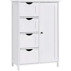 Bakaji Bathroom Cabinet, Side Cabinet Chest of Drawers with 4 Drawers and Cabinet Door, Adjustable Shelf, Bathroom Cabinet Sideboard for Living Room, Kitchen, Hallway
