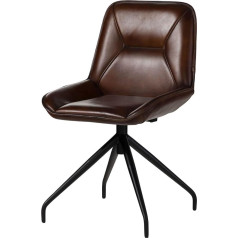 Massivmoebel24.De Iron Label Genuine Leather Chair #108 Genuine Buffalo Leather in Brown 49 x 56 x 83 cm Iron Legs Dining Room Chair Leather Chair